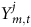 upper Y Subscript m comma t Superscript j