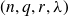 left parenthesis n comma q comma r comma lamda right parenthesis