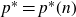 p Superscript asterisk Baseline equals p Superscript asterisk Baseline left parenthesis n right parenthesis