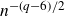 n Superscript minus left parenthesis q minus 6 right parenthesis divided by 2