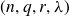 left parenthesis n comma q comma r comma lamda right parenthesis