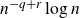 n Superscript negative q plus r Baseline log n