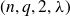 left parenthesis n comma q comma 2 comma lamda right parenthesis