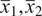 x overbar Subscript 1 Baseline comma x overbar Subscript 2 Baseline