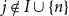 j not an element of upper I union StartSet n EndSet