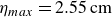 eta Subscript m a x Baseline equals 2.55 cm