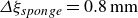 upper Delta xi Subscript s p o n g e Baseline equals 0.8 mm