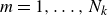 m equals 1 comma ellipsis comma upper N Subscript k Baseline