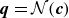 bold italic q equals script upper N left parenthesis bold italic c right parenthesis