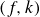 left parenthesis f comma k right parenthesis