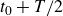 t 0 plus upper T divided by 2