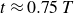 t almost equals 0.75 upper T