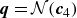 bold italic q equals script upper N left parenthesis bold italic c 4 right parenthesis
