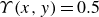 upper Upsilon left parenthesis x comma y right parenthesis equals 0.5