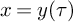x equals y left parenthesis tau right parenthesis
