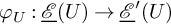 phi Subscript upper U Baseline colon ModifyingBelow script upper E With quotation dash left parenthesis upper U right parenthesis right arrow ModifyingBelow script upper E With quotation dash prime left parenthesis upper U right parenthesis