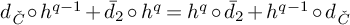 d Subscript ModifyingAbove italic upper C With italic caron Baseline ring h Superscript q minus 1 Baseline plus d overbar Subscript 2 Baseline ring h Superscript q Baseline equals h Superscript q Baseline ring d overbar Subscript 2 Baseline plus h Superscript q minus 1 Baseline ring d Subscript ModifyingAbove italic upper C With italic caron