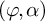 left parenthesis phi comma alpha right parenthesis