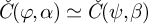 ModifyingAbove italic upper C With italic caron left parenthesis phi comma alpha right parenthesis asymptotically equals ModifyingAbove italic upper C With italic caron left parenthesis psi comma beta right parenthesis