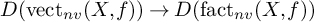 upper D left parenthesis vect Subscript n v Baseline left parenthesis upper X comma f right parenthesis right parenthesis right arrow upper D left parenthesis fact Subscript n v Baseline left parenthesis upper X comma f right parenthesis right parenthesis