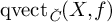 qvect Subscript ModifyingAbove italic upper C With italic caron Baseline left parenthesis upper X comma f right parenthesis