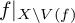 f vertical bar Subscript upper X minus upper V left parenthesis f right parenthesis Baseline