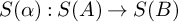 upper S left parenthesis alpha right parenthesis colon upper S left parenthesis upper A right parenthesis right arrow upper S left parenthesis upper B right parenthesis