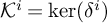 script upper K Superscript i Baseline equals kernel left parenthesis delta Superscript i Baseline right parenthesis