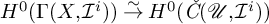 upper H Superscript 0 Baseline left parenthesis normal upper Gamma left parenthesis upper X comma script upper I Superscript i Baseline right parenthesis right parenthesis ModifyingAbove right arrow With tilde upper H Superscript 0 Baseline left parenthesis ModifyingAbove italic upper C With italic caron left parenthesis script upper U comma script upper I Superscript i Baseline right parenthesis right parenthesis