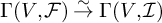 normal upper Gamma left parenthesis upper V comma script upper F right parenthesis ModifyingAbove right arrow With tilde normal upper Gamma left parenthesis upper V comma script upper I right parenthesis