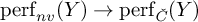 perf Subscript n v Baseline left parenthesis upper Y right parenthesis right arrow perf Subscript ModifyingAbove italic upper C With italic caron Baseline left parenthesis upper Y right parenthesis