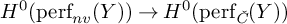 upper H Superscript 0 Baseline left parenthesis perf Subscript n v Baseline left parenthesis upper Y right parenthesis right parenthesis right arrow upper H Superscript 0 Baseline left parenthesis perf Subscript ModifyingAbove italic upper C With italic caron Baseline left parenthesis upper Y right parenthesis right parenthesis