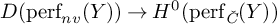 upper D left parenthesis perf Subscript n v Baseline left parenthesis upper Y right parenthesis right parenthesis right arrow upper H Superscript 0 Baseline left parenthesis perf Subscript ModifyingAbove italic upper C With italic caron Baseline left parenthesis upper Y right parenthesis right parenthesis