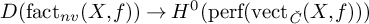 upper D left parenthesis fact Subscript n v Baseline left parenthesis upper X comma f right parenthesis right parenthesis right arrow upper H Superscript 0 Baseline left parenthesis perf left parenthesis vect Subscript ModifyingAbove italic upper C With italic caron Baseline left parenthesis upper X comma f right parenthesis right parenthesis right parenthesis