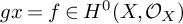g x equals f element of upper H Superscript 0 Baseline left parenthesis upper X comma script upper O Subscript upper X Baseline right parenthesis