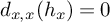 d Subscript x comma x Baseline left parenthesis h Subscript x Baseline right parenthesis equals 0