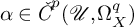 alpha element of ModifyingAbove italic upper C With italic caron Superscript p Baseline left parenthesis script upper U comma normal upper Omega Subscript upper X Superscript q Baseline right parenthesis