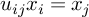 u Subscript i j Baseline x Subscript i Baseline equals x Subscript j
