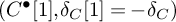 left parenthesis upper C Superscript bullet Baseline left bracket 1 right bracket comma delta Subscript upper C Baseline left bracket 1 right bracket equals minus delta Subscript upper C Baseline right parenthesis
