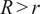 upper R greater than r