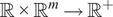 double struck upper R times double struck upper R Superscript m Baseline right arrow double struck upper R Superscript plus