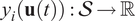 y Subscript i Baseline left parenthesis bold u left parenthesis t right parenthesis right parenthesis colon script upper S right arrow double struck upper R