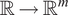 double struck upper R right arrow double struck upper R Superscript m