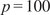 p equals 100