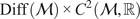 upper D i f f left parenthesis script upper M right parenthesis times upper C squared left parenthesis script upper M comma double struck upper R right parenthesis