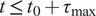 t less than or equals t 0 plus tau Subscript max