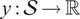y colon script upper S right arrow double struck upper R