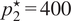 p 2 Superscript star Baseline equals 400