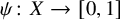 psi colon upper X right arrow left bracket 0 comma 1 right bracket