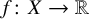 f colon upper X right arrow double struck upper R
